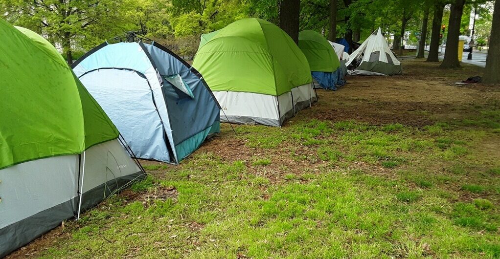 Tents where homeless people live